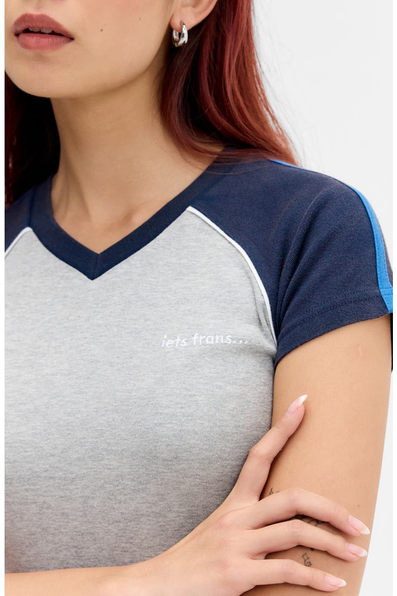 V-Neck Piped Baby T-Shirt, Alternate, color, GREY