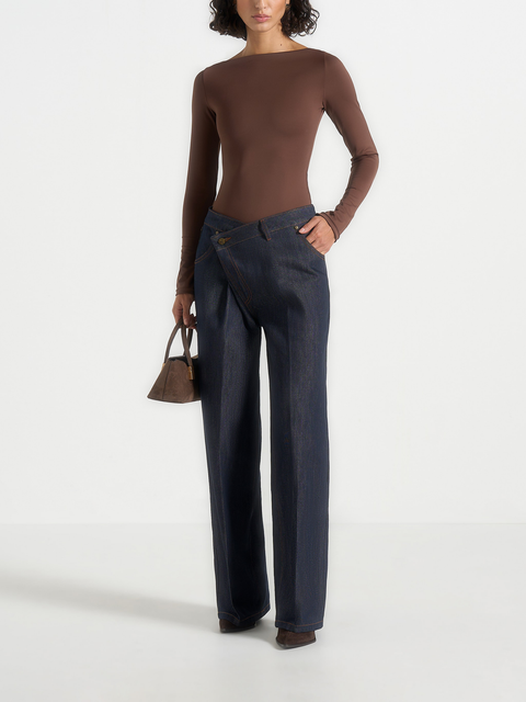 Astrid Wrap Denim Wide Leg Jeans