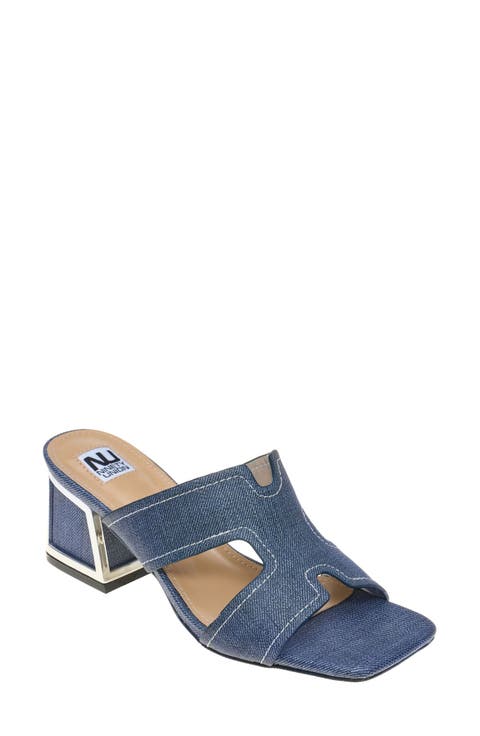 Bright Block Heel Slide Sandal