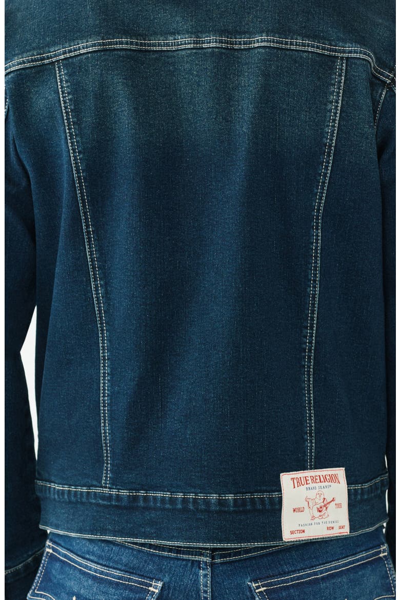 Ladder Stitch Denim Jacket, Alternate, color, DARK HAWKS EYE