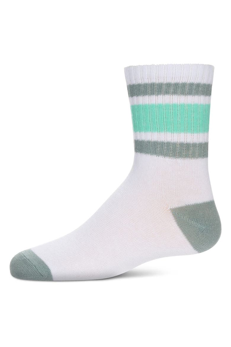 Neon Stripe Crew Sock, Main, color, White-Neon Green