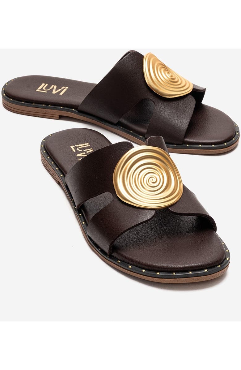 Forever & Always Shoes Nolita Leather Slide Sandal, Main, color, Brown