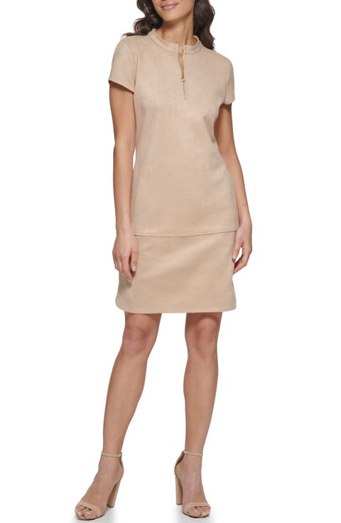 Faux Suede Shirtdress