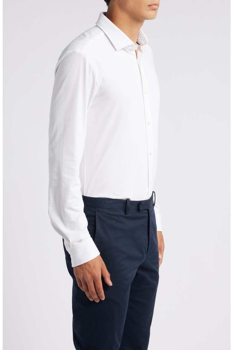 Roan Solid Stretch Cotton Button-Up Shirt, Alternate, color, WHT