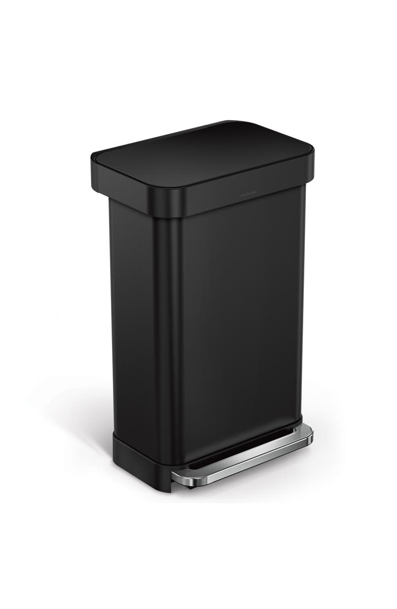 simplehuman 45L rectangular step can with liner pocket, Main, color, Matte Black