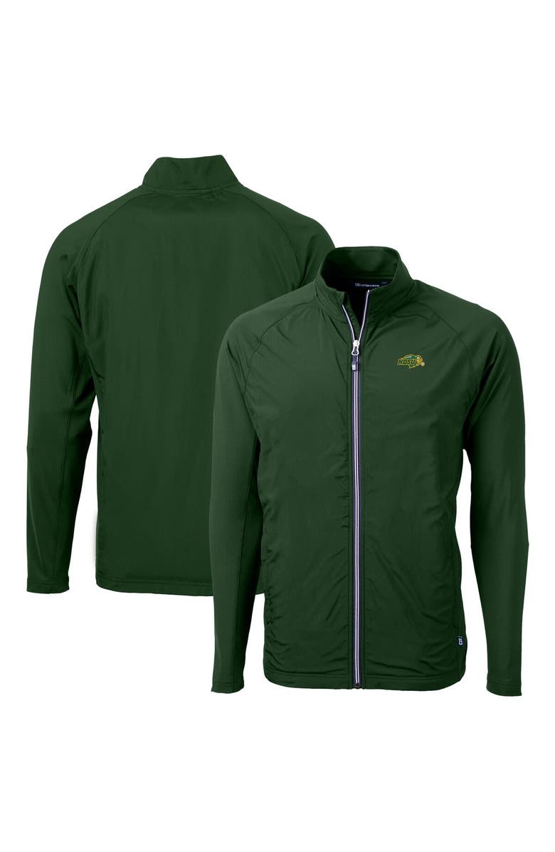 Cutter & Buck Men's Cutter & Buck Green NDSU Bison Adapt Eco Knit Hybrid Recycled Raglan Full-Zip Jacket, Main, color, 