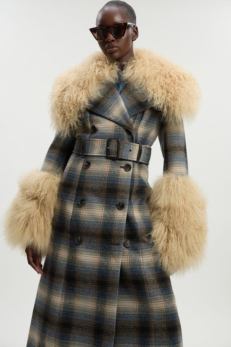 Double Breasted Belted Midi Coat, Alternate, color, Multi