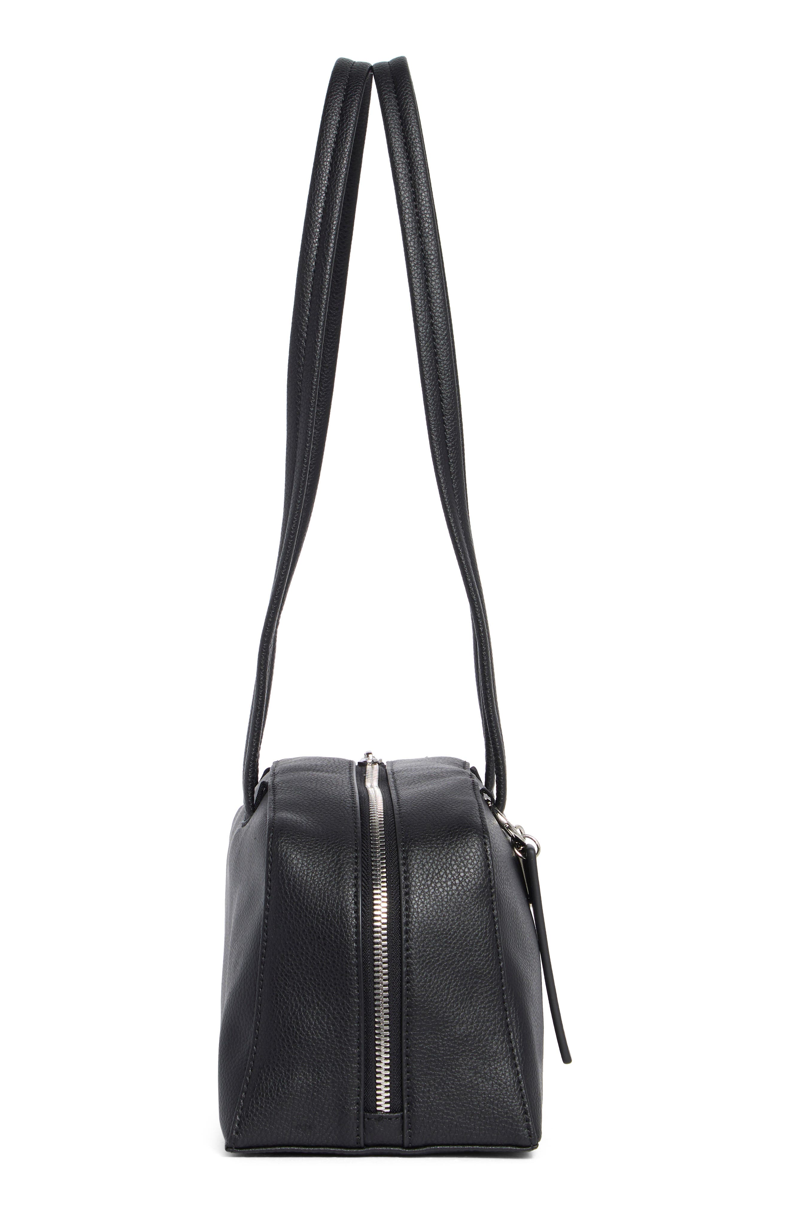 Baggu Recycled Leather Bowler Bag, Alternate, color, Black