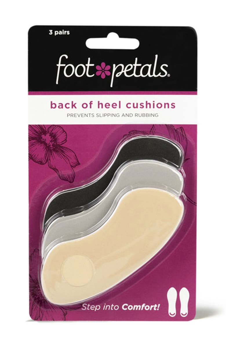 Foot Petals 3-Pack Back-of-Heel Cushions, Alternate, color, Multi Black/ Khaki/ Grey