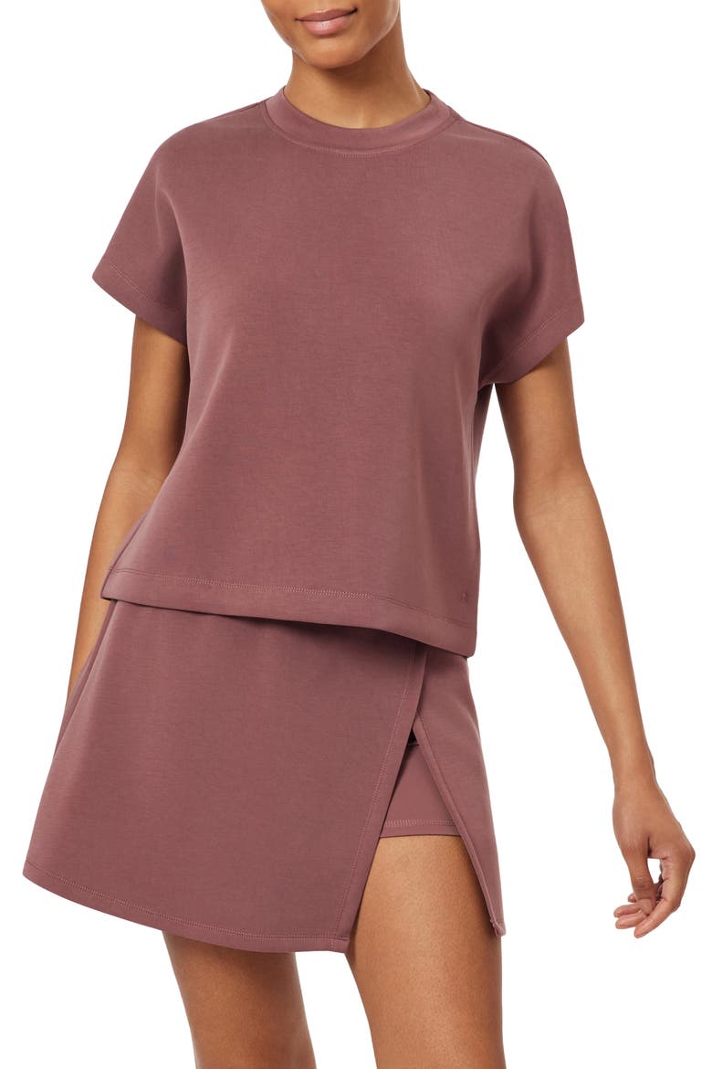 Curved Sleeve T-Shirt, Main, color, ROSE BROWN