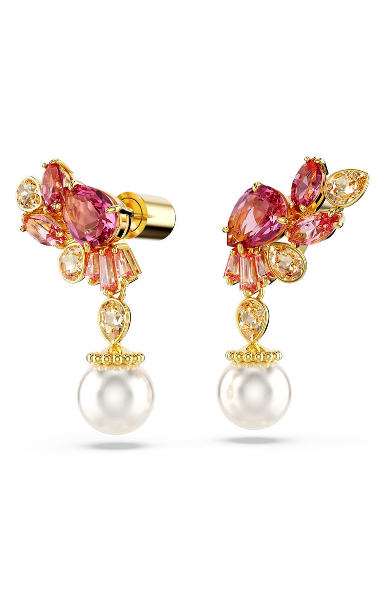 Swarovski Gema Zirconia & Imitation Pearl Drop Earrings, Main, color, 