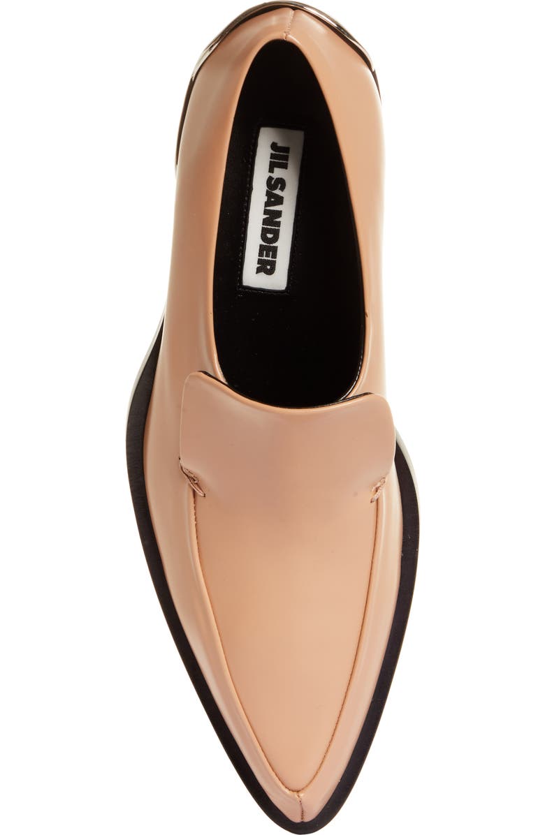 Jil Sander Steel Heel Pointed Toe Loafer, Alternate, color,