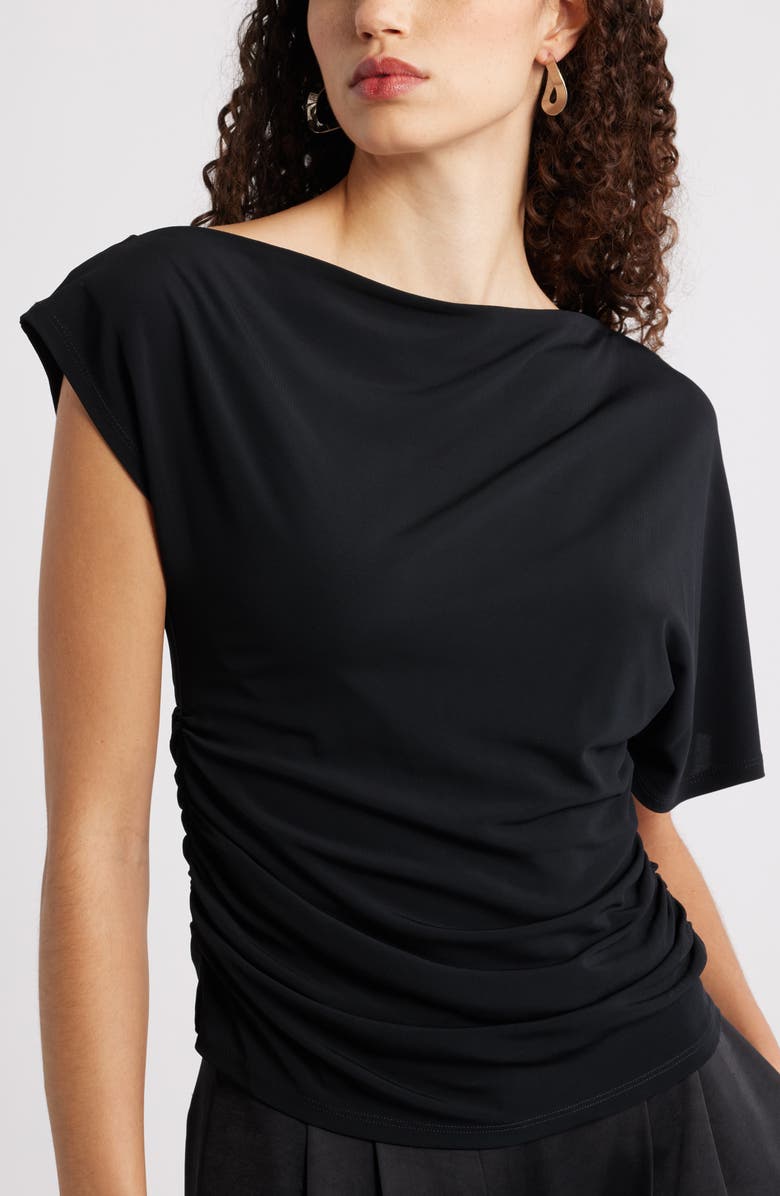 Nordstrom One Shoulder Drape Knit Top, Alternate, color, Black