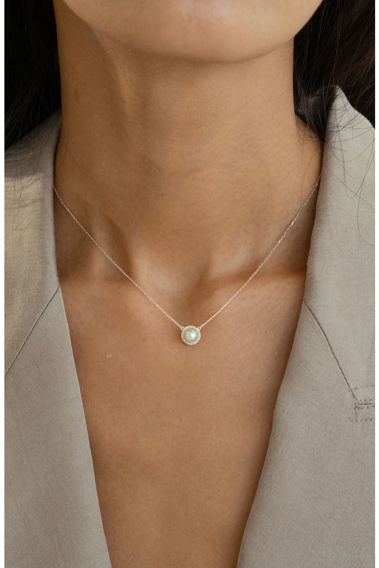 Sterling Silver 18k Gold Plated Eleanor Pearl Necklace Dainty Trendy, Alternate, color, Silver