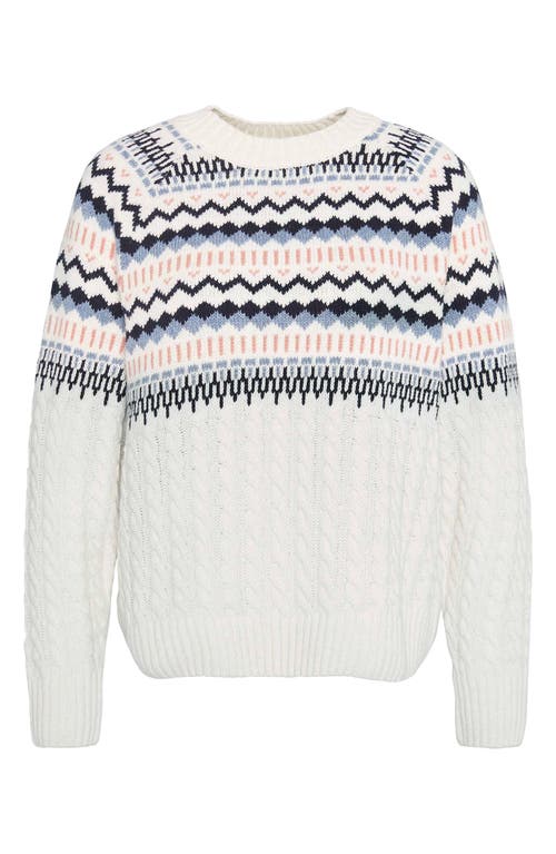 Barbour Marnie Fair Isle Wool Blend Crewneck Sweater In White