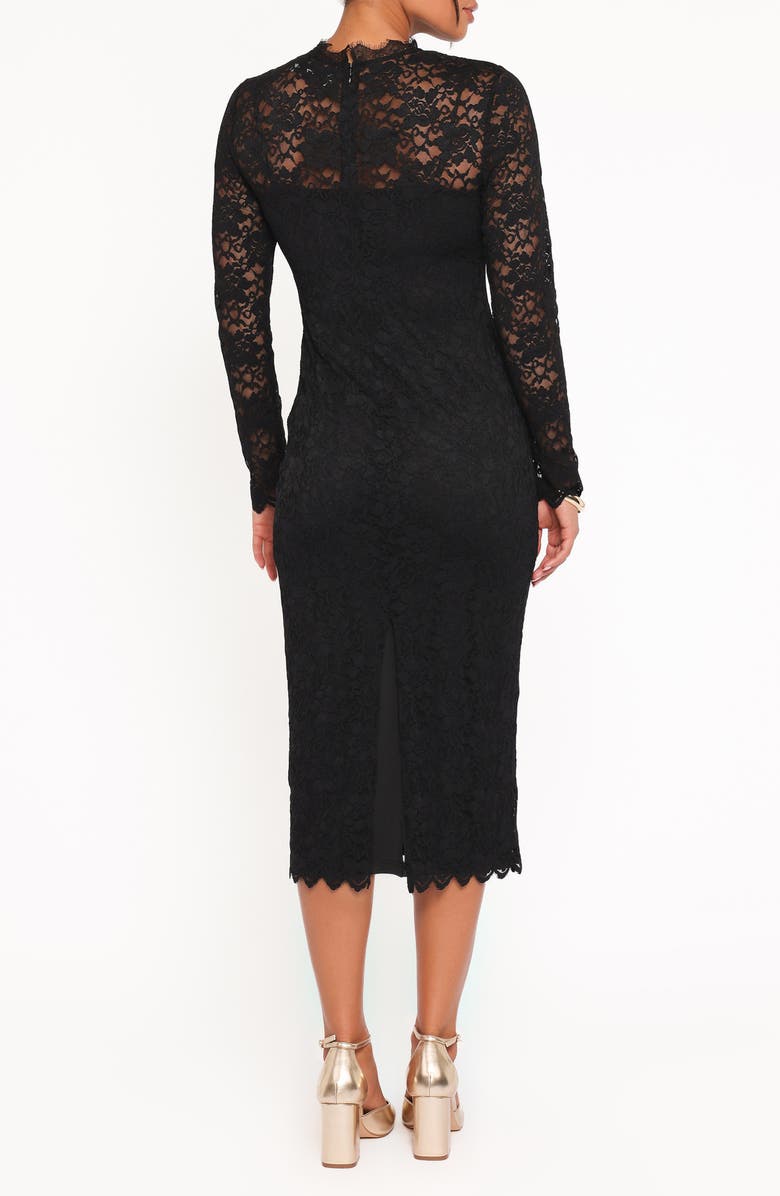 Petal & Pup Davina Long Sleeve Midi Dress, Alternate, color, Black