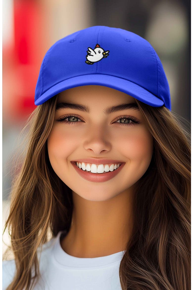 Chicken Embroidered Cotton Cap, Alternate, color, Royal Blue