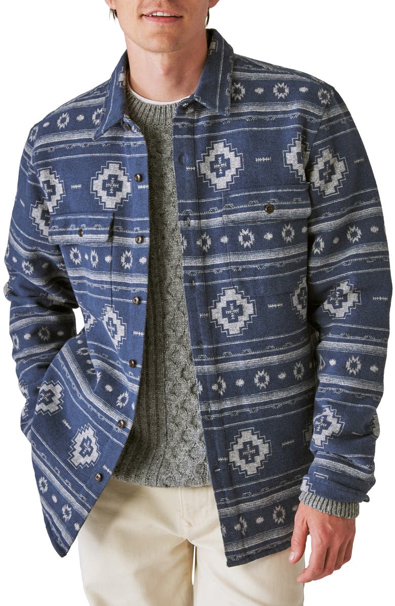 Lucky Brand Jacquard Woven Utility Button-Up Shirt, Main, color,