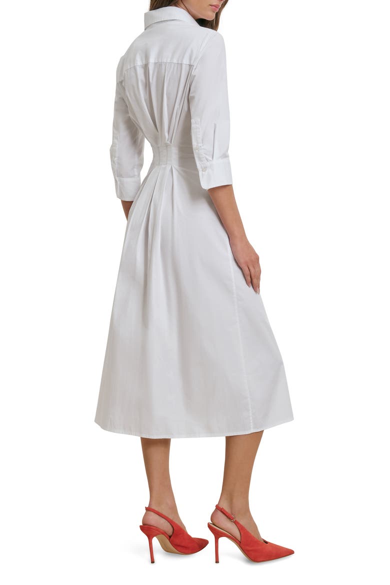 The Well Mannered Tie Waist Shirtdress, Alternate, color, WHITE
