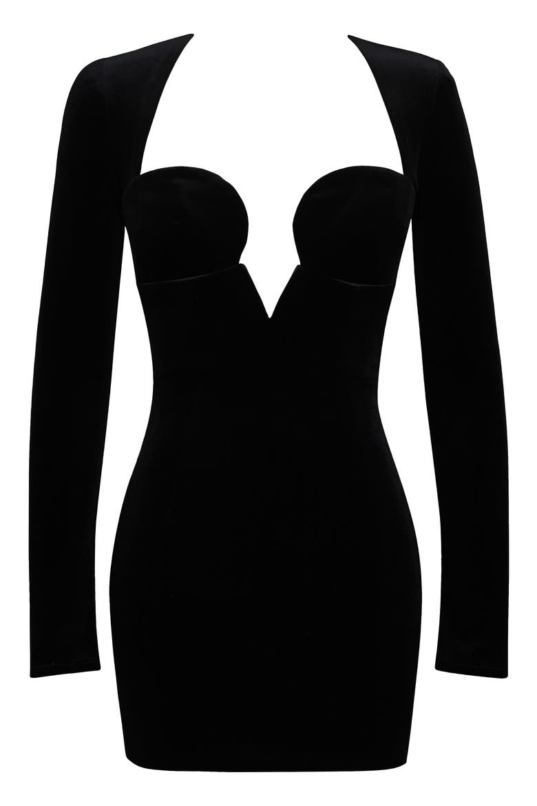 black velvet sweetheart long sleeve mini dress Americano | Black Velvet Sweetheart Long-Sleeve Mini Dress