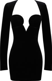 HOUSE OF CB Sierra Long Sleeve Stretch Velvet Minidress