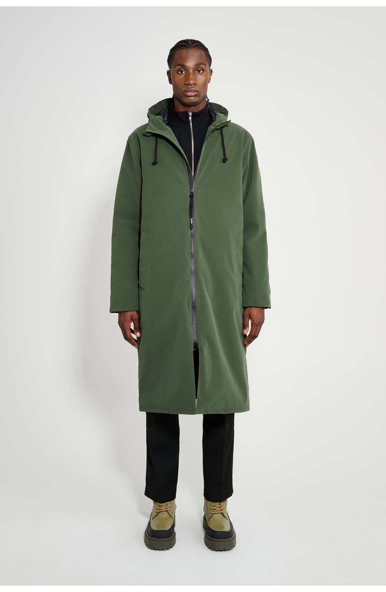 Stutterheim Stockholm Long Matte Winter Coat, Alternate, color, Green