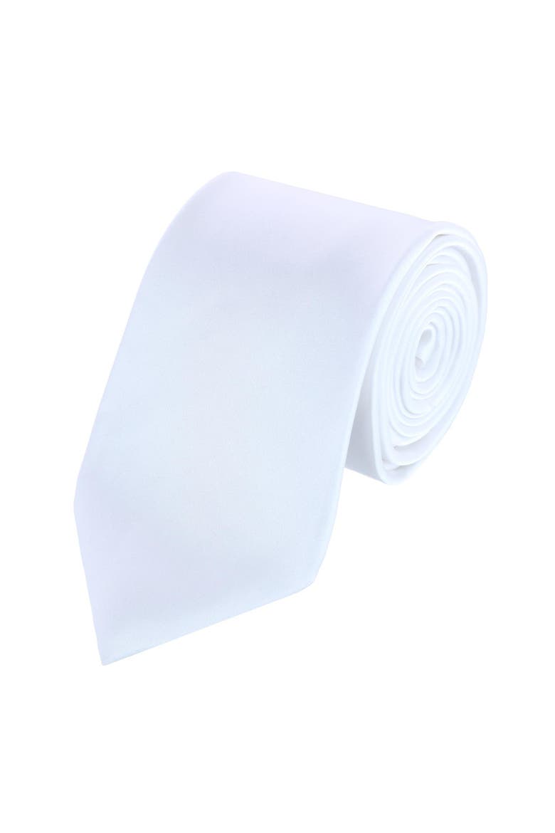 Sutton Solid Color Silk Brace Necktie and Pocket Square Set, Alternate, color, White
