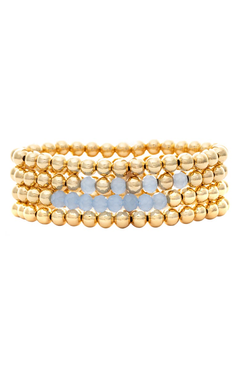 RIVKA FRIEDMAN Set of 4 Beaded Stretch Bracelets, Main, color, 18K Gold Clad