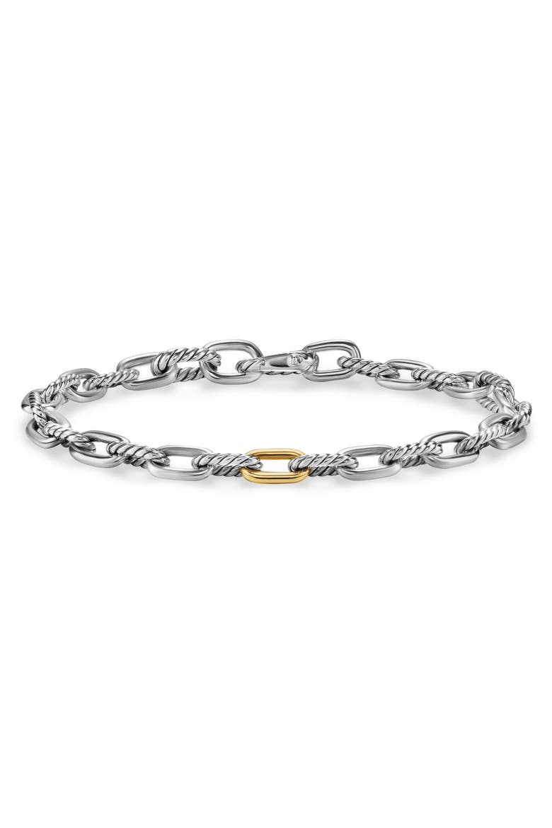 Men's DY Madison® Chain Bracelet in Sterling Silver with 18K Yellow Gold, 6mm, Main, color, SILVER