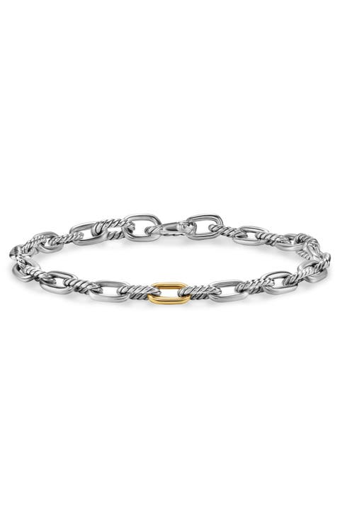 Men's DY Madison® Chain Bracelet in Sterling Silver with 18K Yellow Gold, 6mm