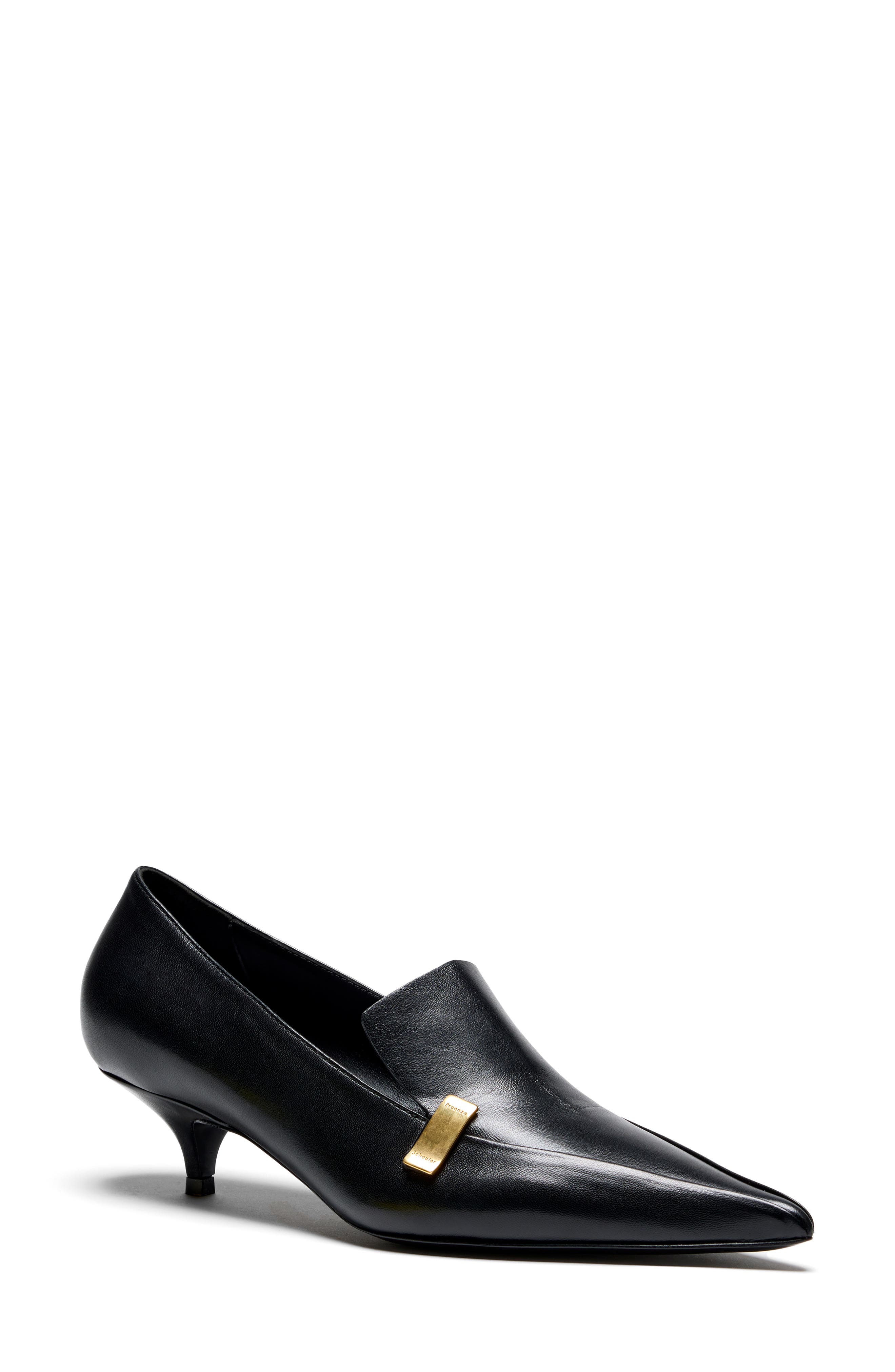Slash Kitten Heel Loafer Pump, Main, color, BLACK