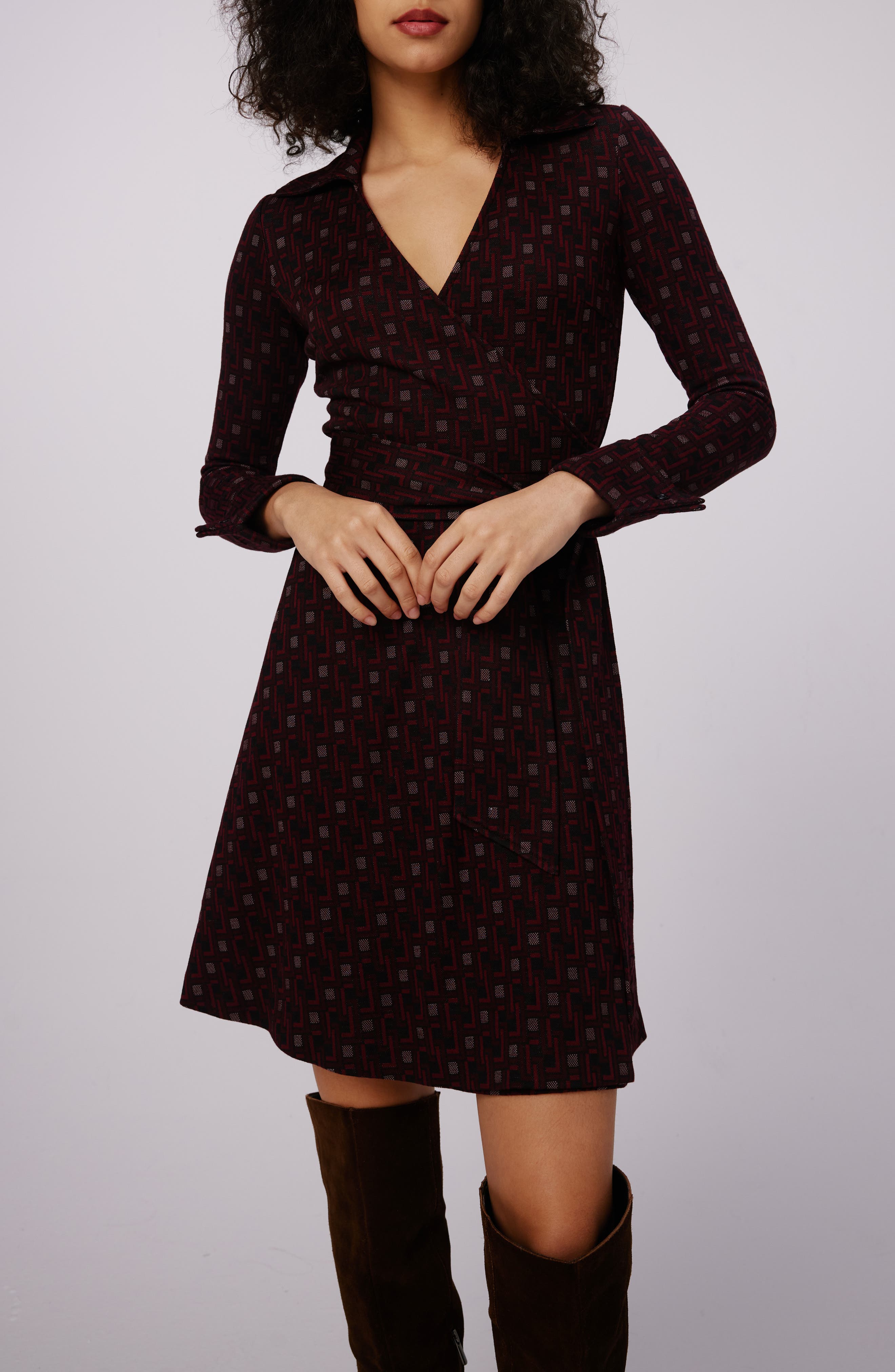 Sofia Long Sleeve Faux Wrap Minidress