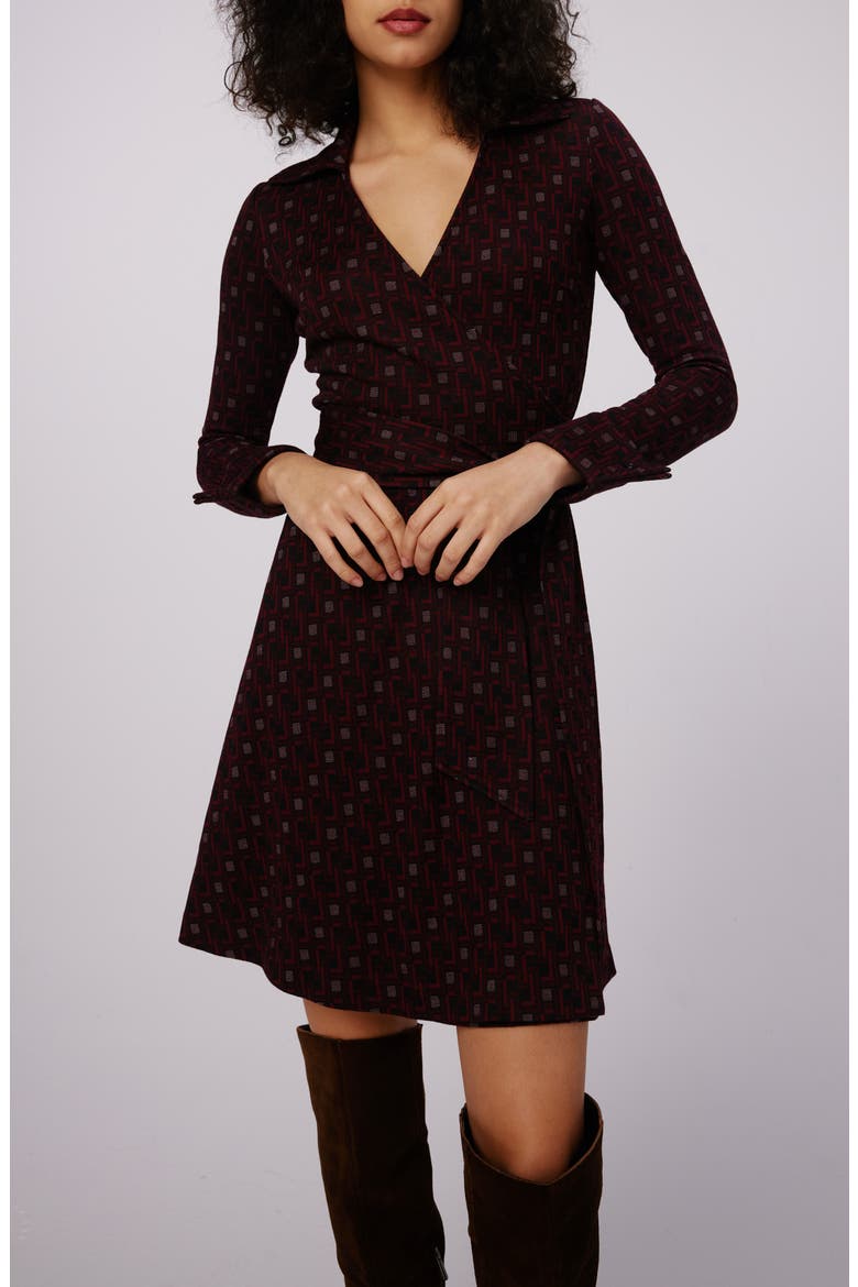 Sofia Long Sleeve Faux Wrap Minidress, Main, color, VINYL LINKS PLUM SM