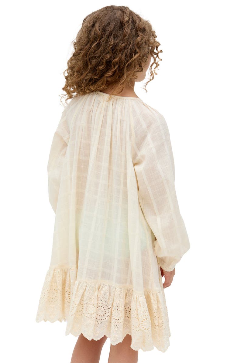 Raffya Kids Olivia Button Down Embroidered Dress, Alternate, color, Ecru