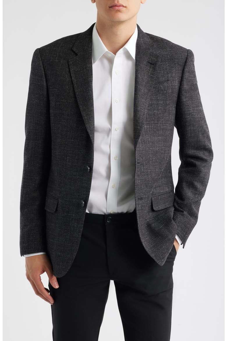 Slub Wool Blend Sport Coat, Main, color, BLACK