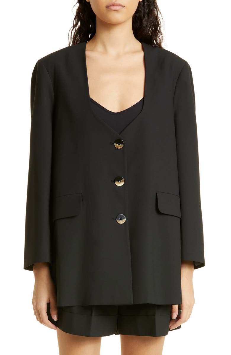 Ganni Oversize Sweetheart Neck Blazer, Main, color, 