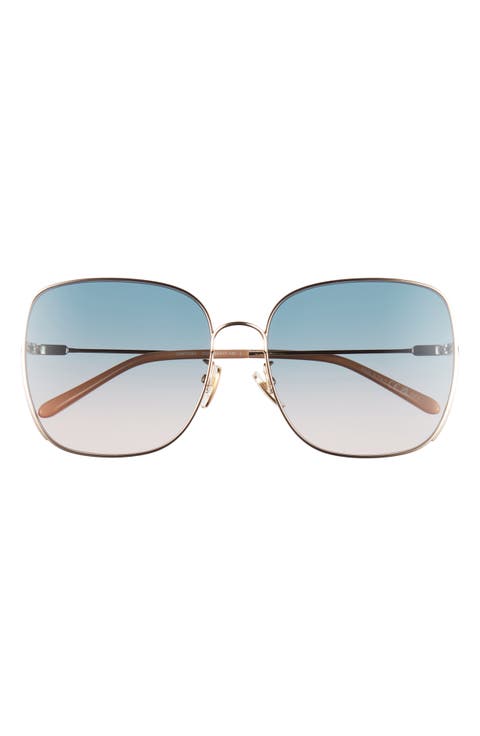 61mm Polarized Gradient Square Sunglasses