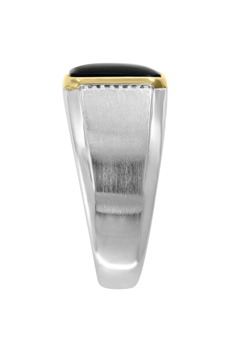 Men's Two-Tone Onyx & Diamond Ring, Alternate, color, BLACK