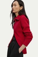 Karen Millen Cotton Zip Through Collar Knit Cardigan