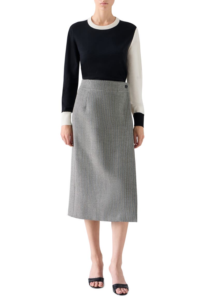Colorblock Cool Virgin Wool Sweater, Alternate, color, BLACK-CREAM