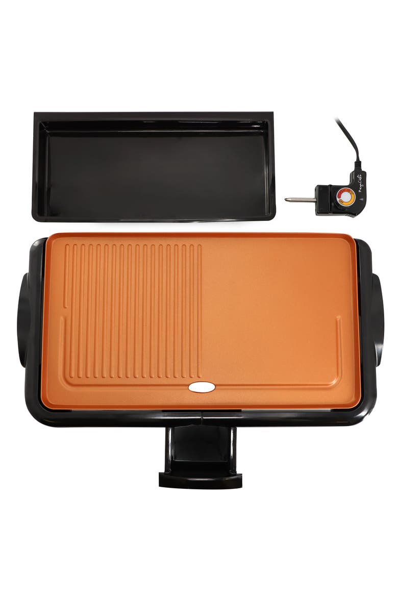 18.89 Inch Electric Grill and Griddle in Black with Copper Coating, Alternate, color, Black