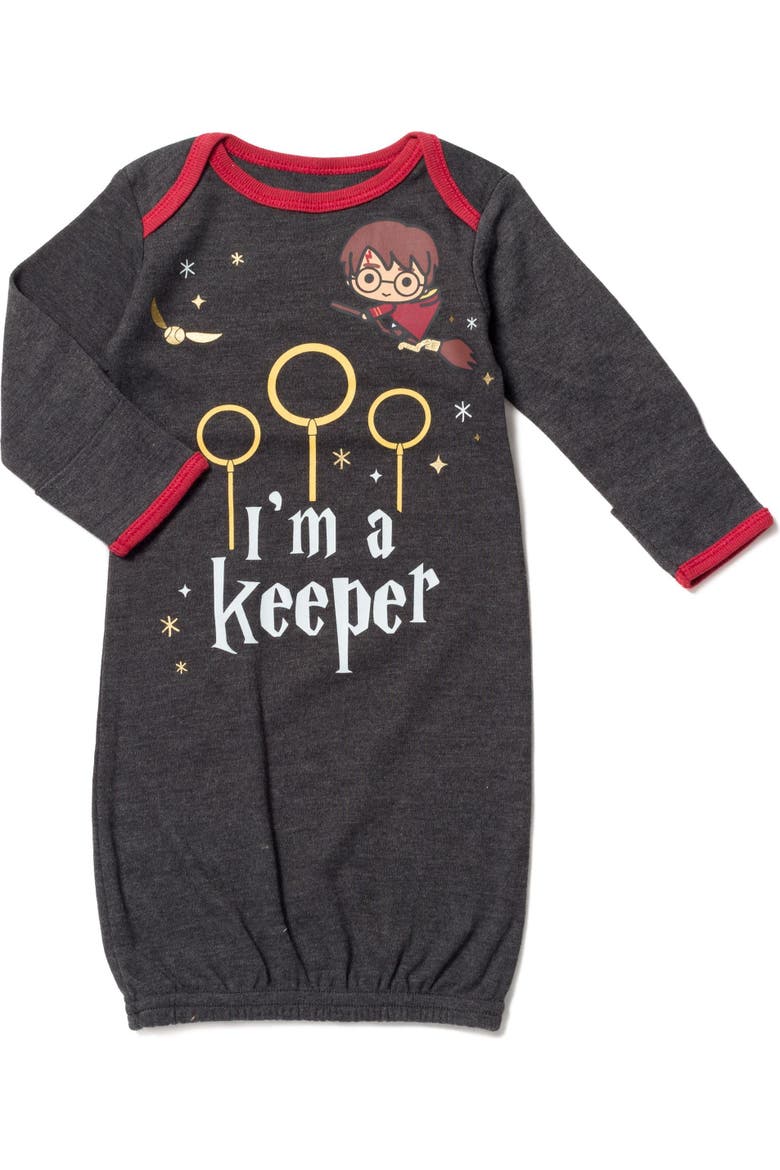 Sleepwear One Piece Sleeper Gown, Alternate, color, Grey Red Charcoal