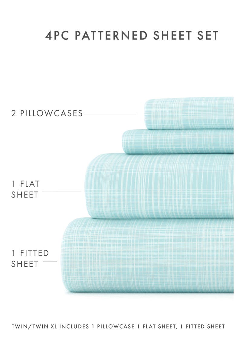 HOME SPUN Premium Ultra Soft Thatch 4-Piece Bed Sheet Set, Alternate, color, AQUA