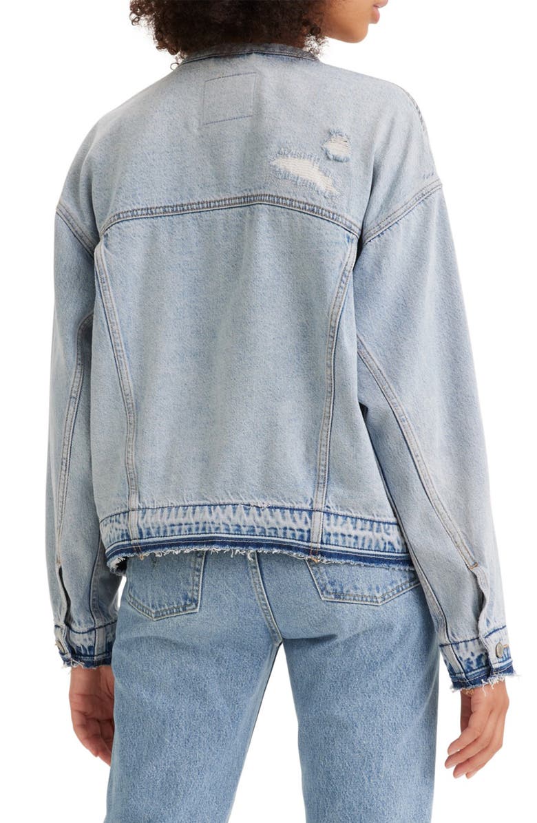Levi's<sup>®</sup> Distressed Release Hem '90s Denim Trucker Jacket, Alternate, color, 