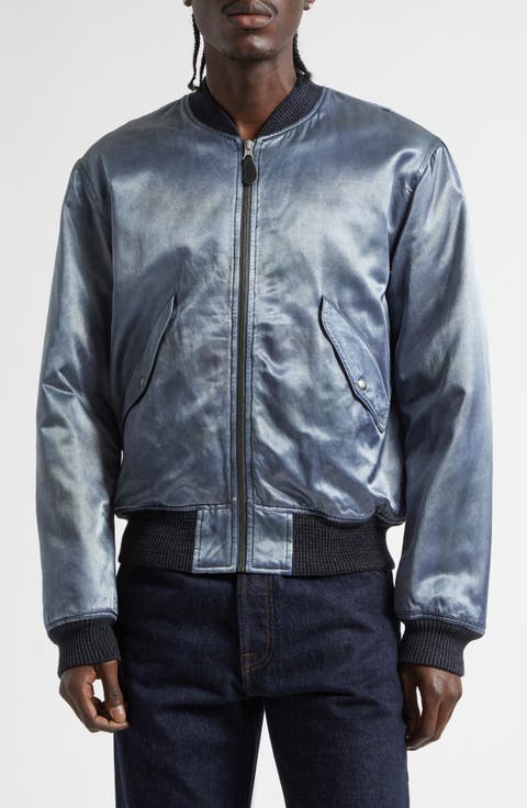 Quilted Embroidered Satin Flight Jacket