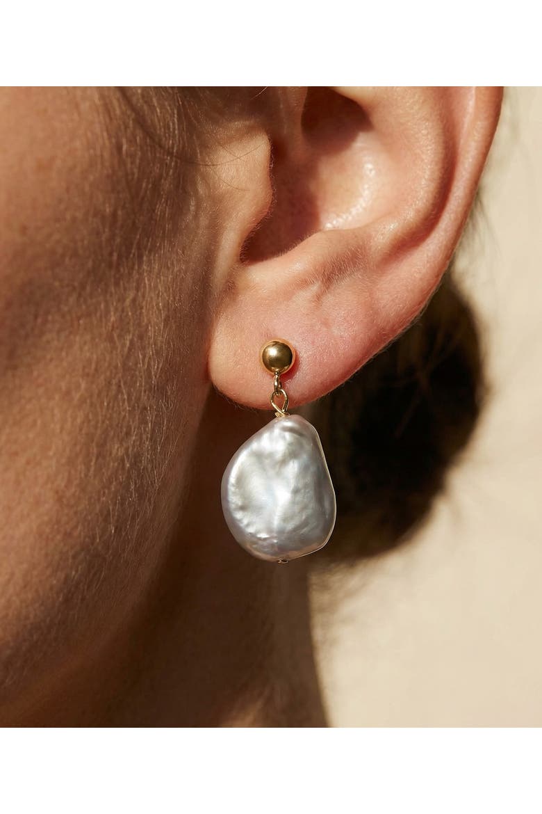 White Freshwater Baroque Pearl Alaya Earrings, Alternate, color, Yellow Gold Fill
