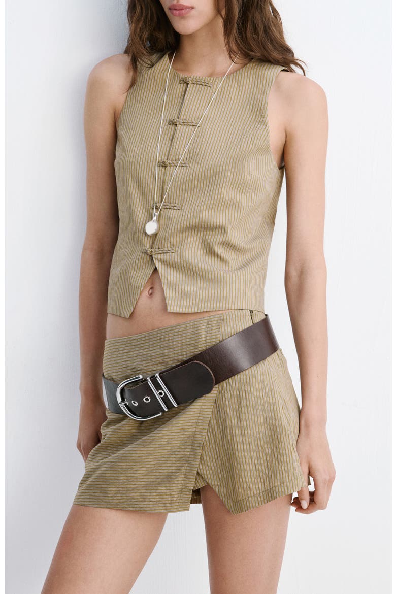 Striped Toggle Vest, Main, color, GREEN