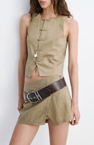 MANGO Striped Toggle Vest