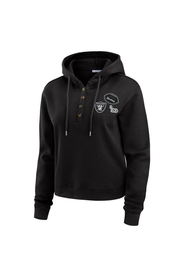 Women's WEAR by Erin Andrews  Black Las Vegas Raiders Waffle Hoodie Pullover Top, Alternate, color, Black