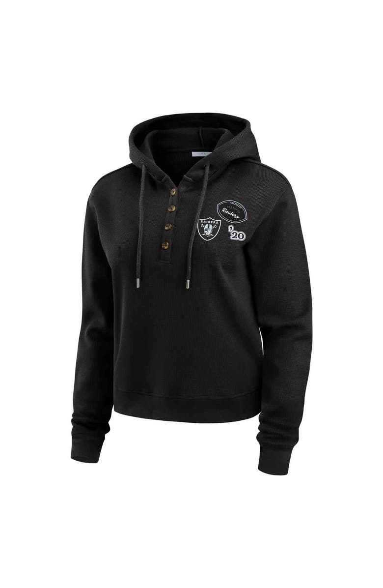 WEAR by Erin Andrews Women's WEAR by Erin Andrews  Black Las Vegas Raiders Waffle Hoodie Pullover Top, Alternate, color, Black